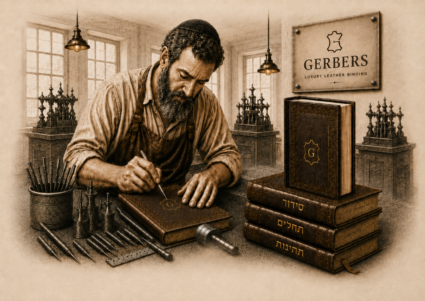 Gerbers leather craftsman at work